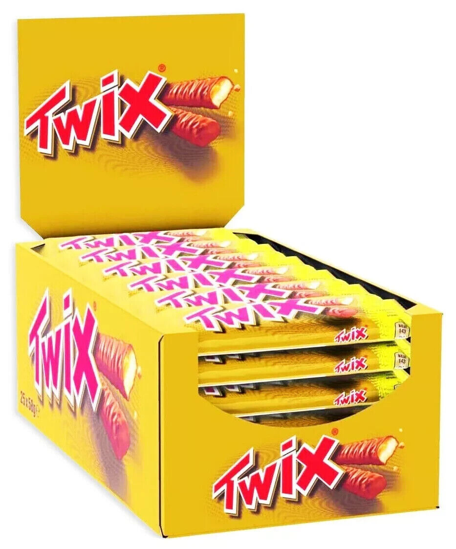 TWIX ORIGINAL 25 BARRETTE CIOCCOLATO 50 GR BISCOTTO AL CIOCCOLATO SPEDIZ. GRAT.