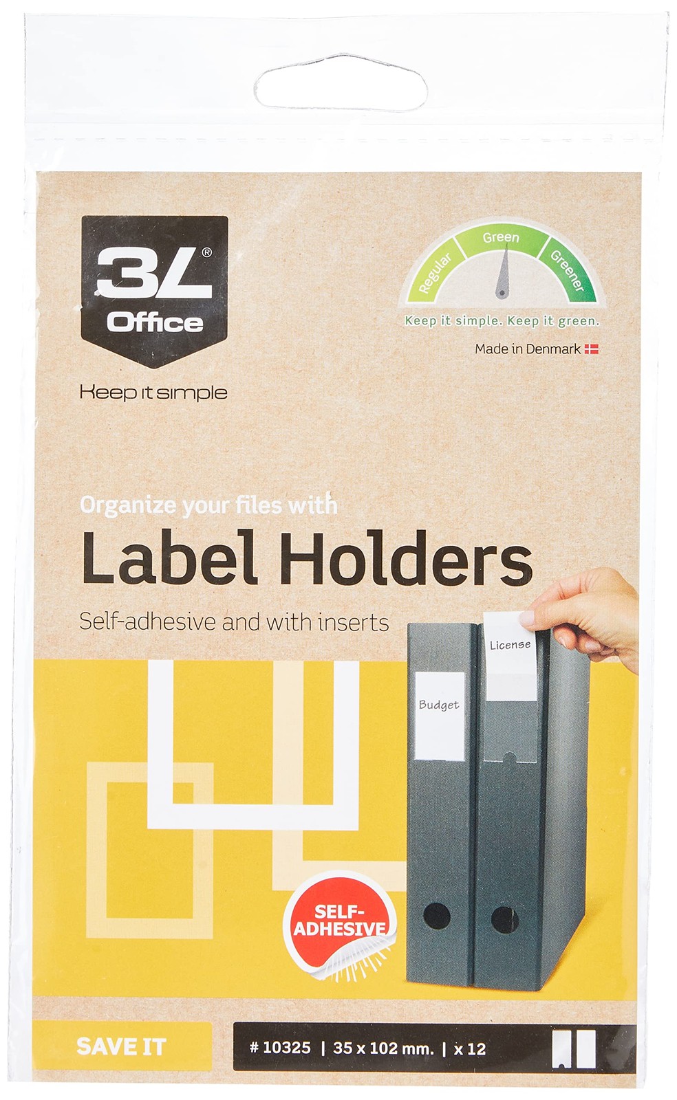 Pelltech TS-110528 3L Label Polypropylene Self-Adhesive Holder, 35mm x 102mm, Pa