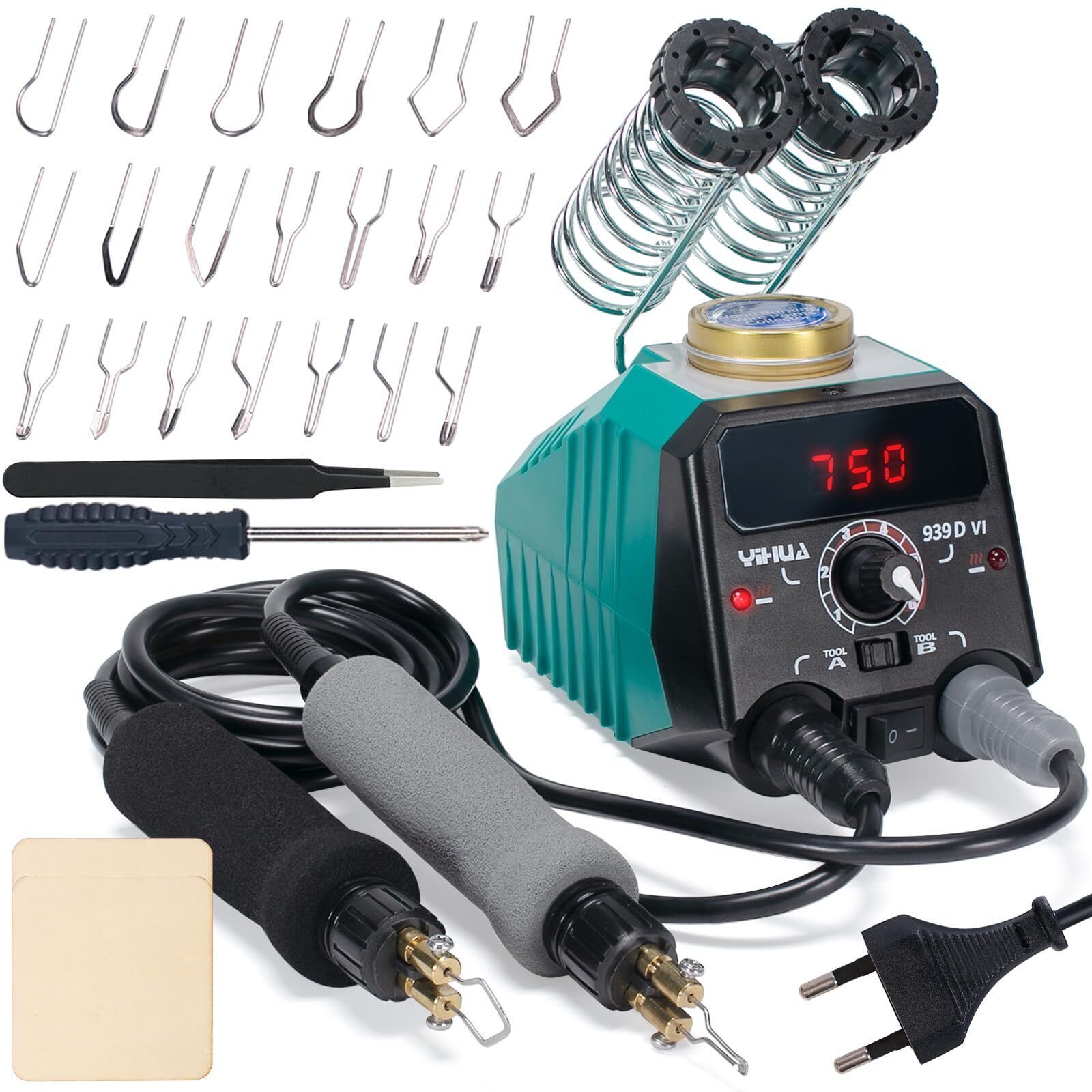 YIHUA 939D-VI Kit bruciare il legno a doppia penna con display con 20 punte a fi