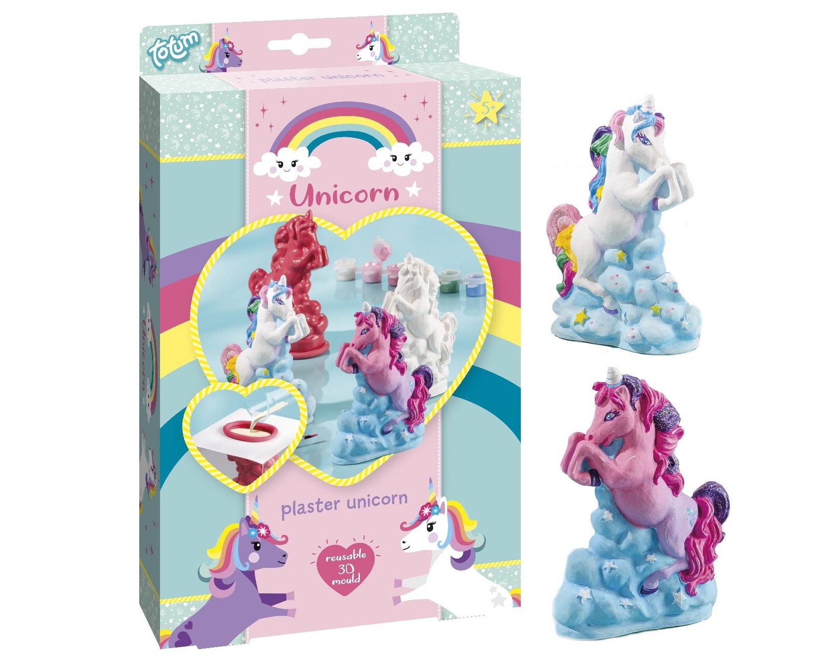 Totum 71070 Licorne Creative Kit Moulding – Create Your Plaster Unicorns, Multic