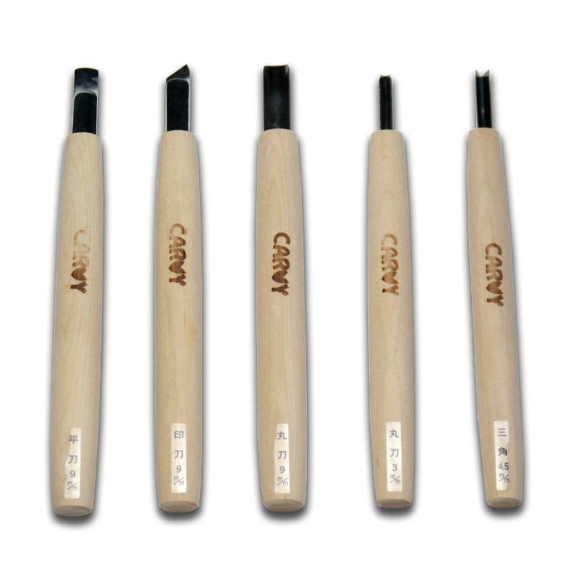 Kit Intaglio Legno, Set 5 Coltelli - Carvy Michi Hamono Made in Japan