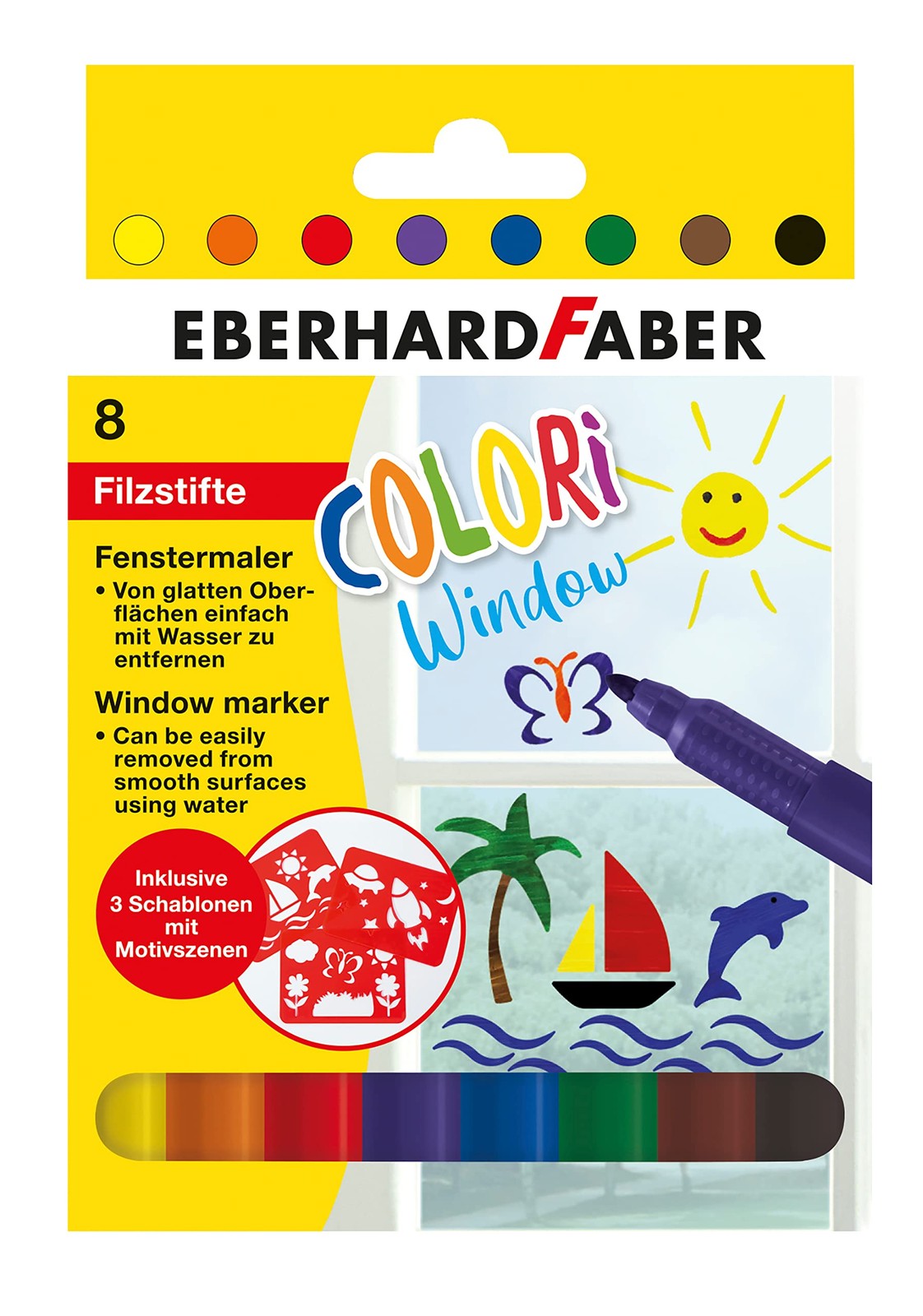 Eberhard Faber 550022 - Colori Window Marker in 8 Colours, Window Colouring Pens