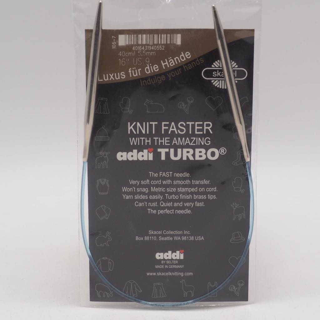 Addi Ferri Da Maglia Turbo Circolari Skacel Esclusivo Cavo Blu 16 Pollici US 9