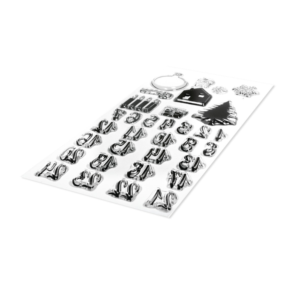 Clear Stamps - Calendario Dell'Avvento Classic, 97x205mm, 33 Motivi, 1 Foglio