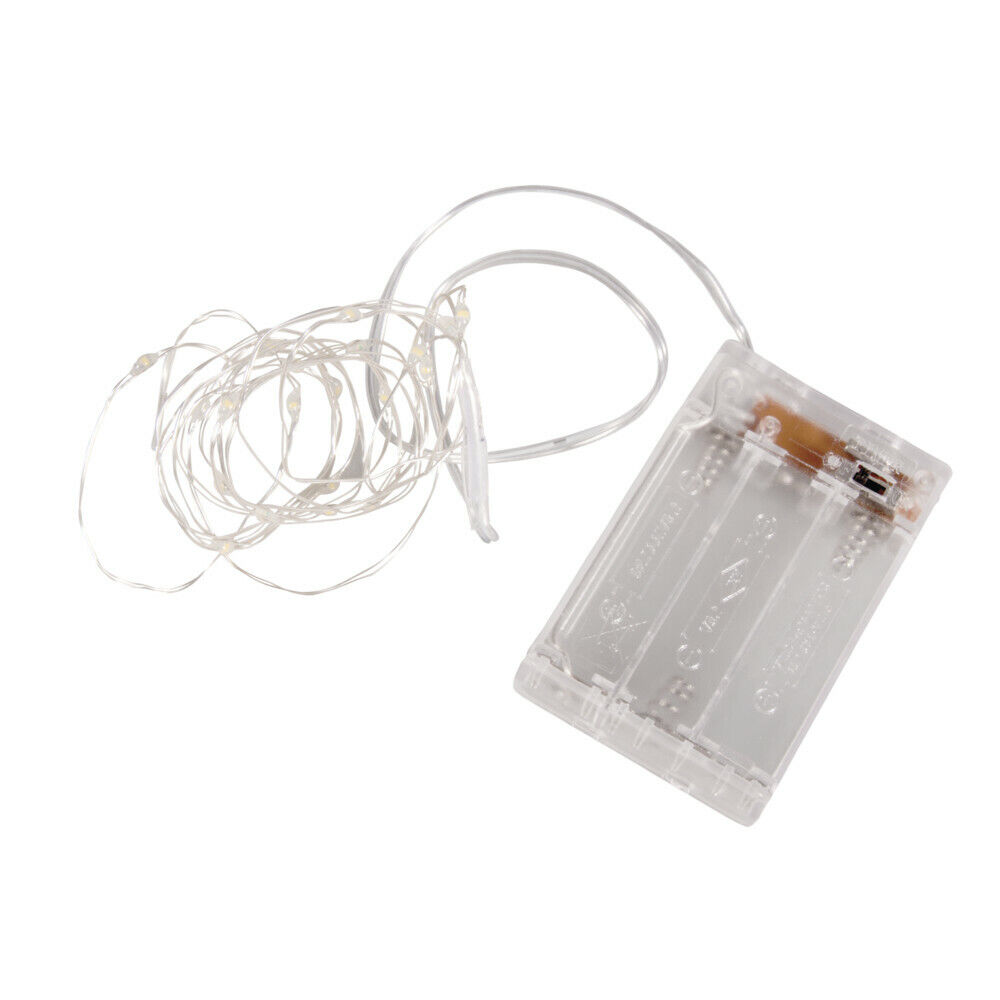 Mini Lumin. LED Av. Filo / Timer, 220cm, 20LED, Batterie, Giallo Luminoso