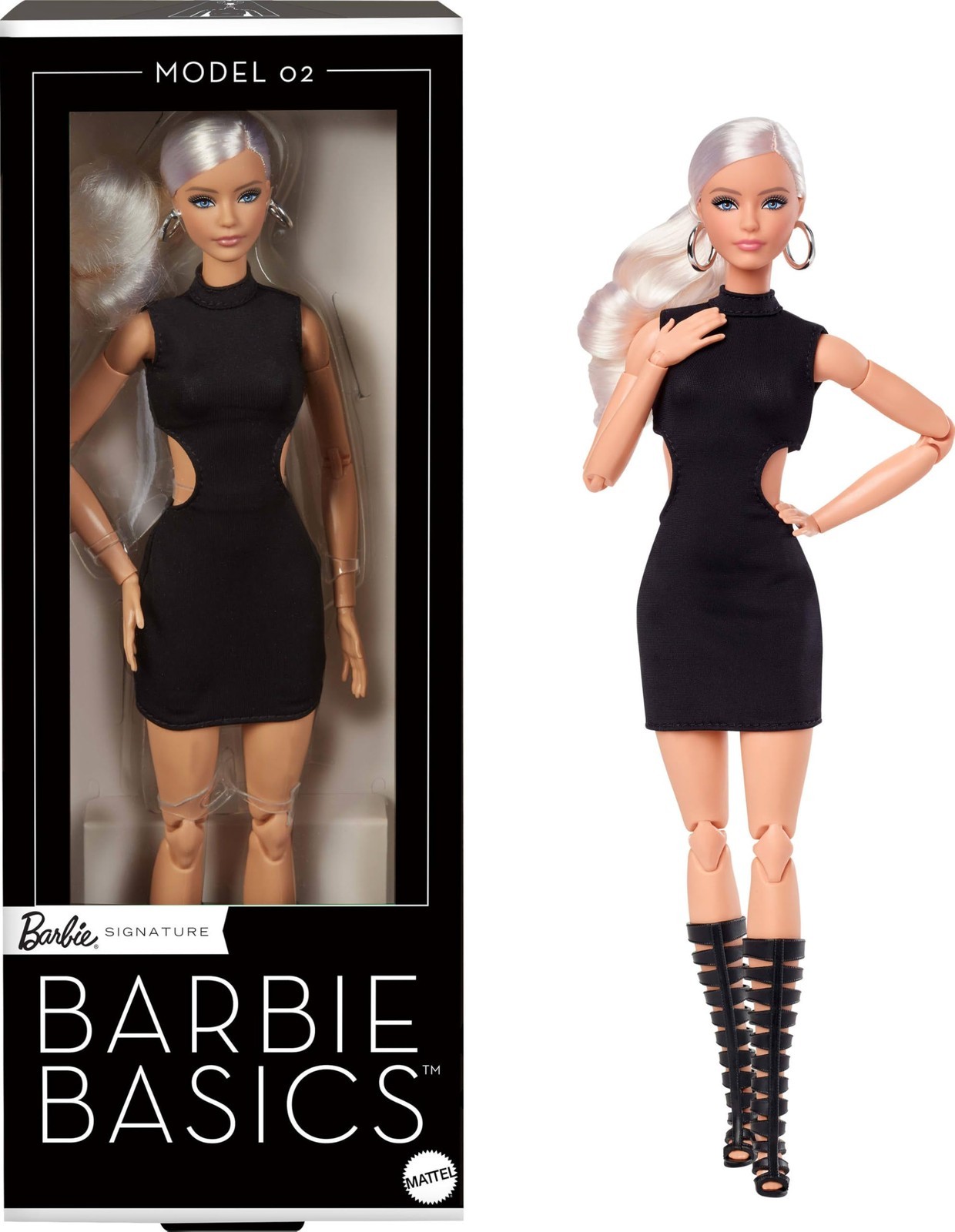 Barbie Signature Basics Modello 02, bambola da collezione bionda, mini abito e s