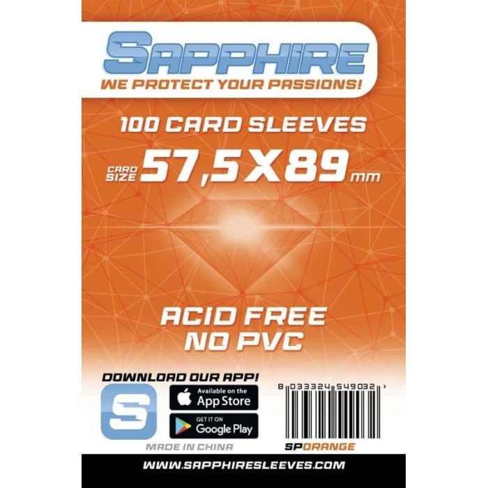 100 BUSTINE PROTETTIVE sapphire ORANGE card sleeves 57,5 x 89 mm RED GLOVE aranc