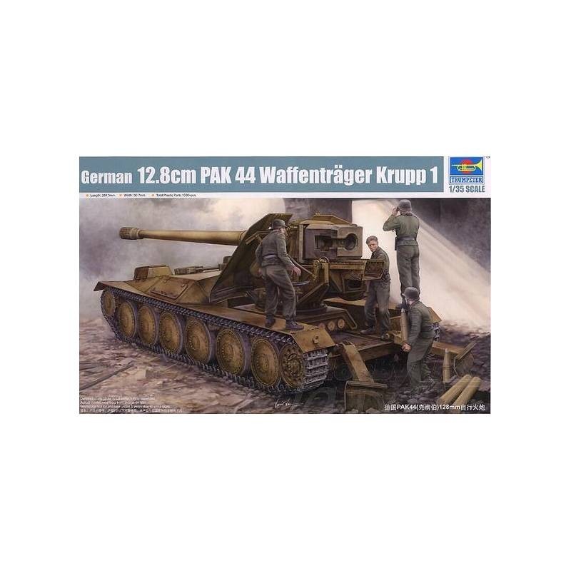 Modellino Carro Tedesco 12.8cm Pak 44 Waffentrager Krupp 1 TRUMPETER 05523 1/