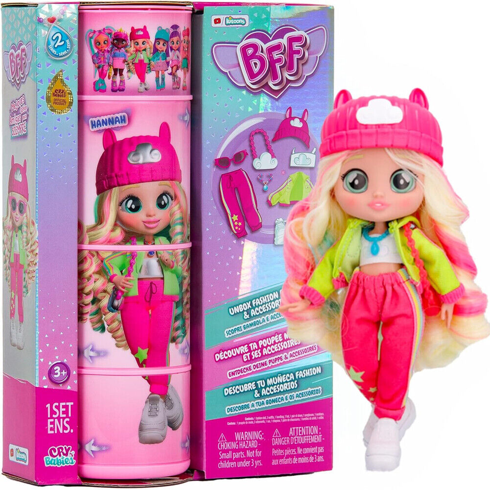 BFF Cry Babies S2 Hannah Bambola Fashion Capelli lunghi 9 Accessori Idea Regalo