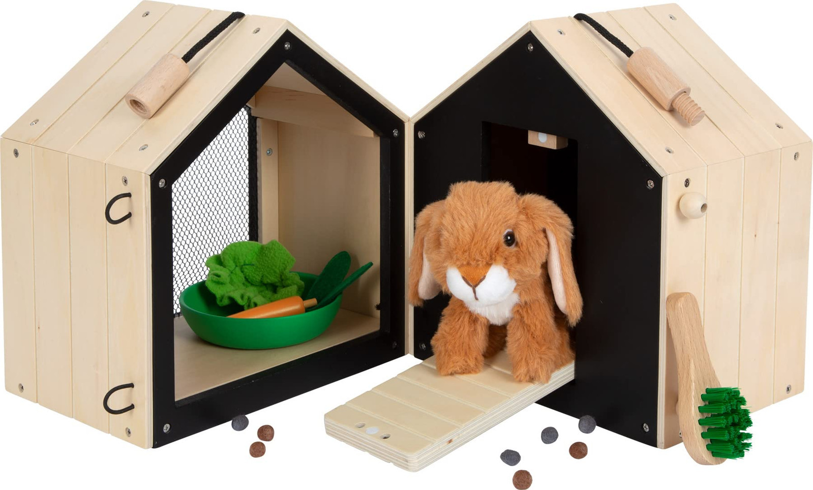 small foot Rabbit Hutch with Enclosure, Made of Wood, w/Lots of Accessories, Rol