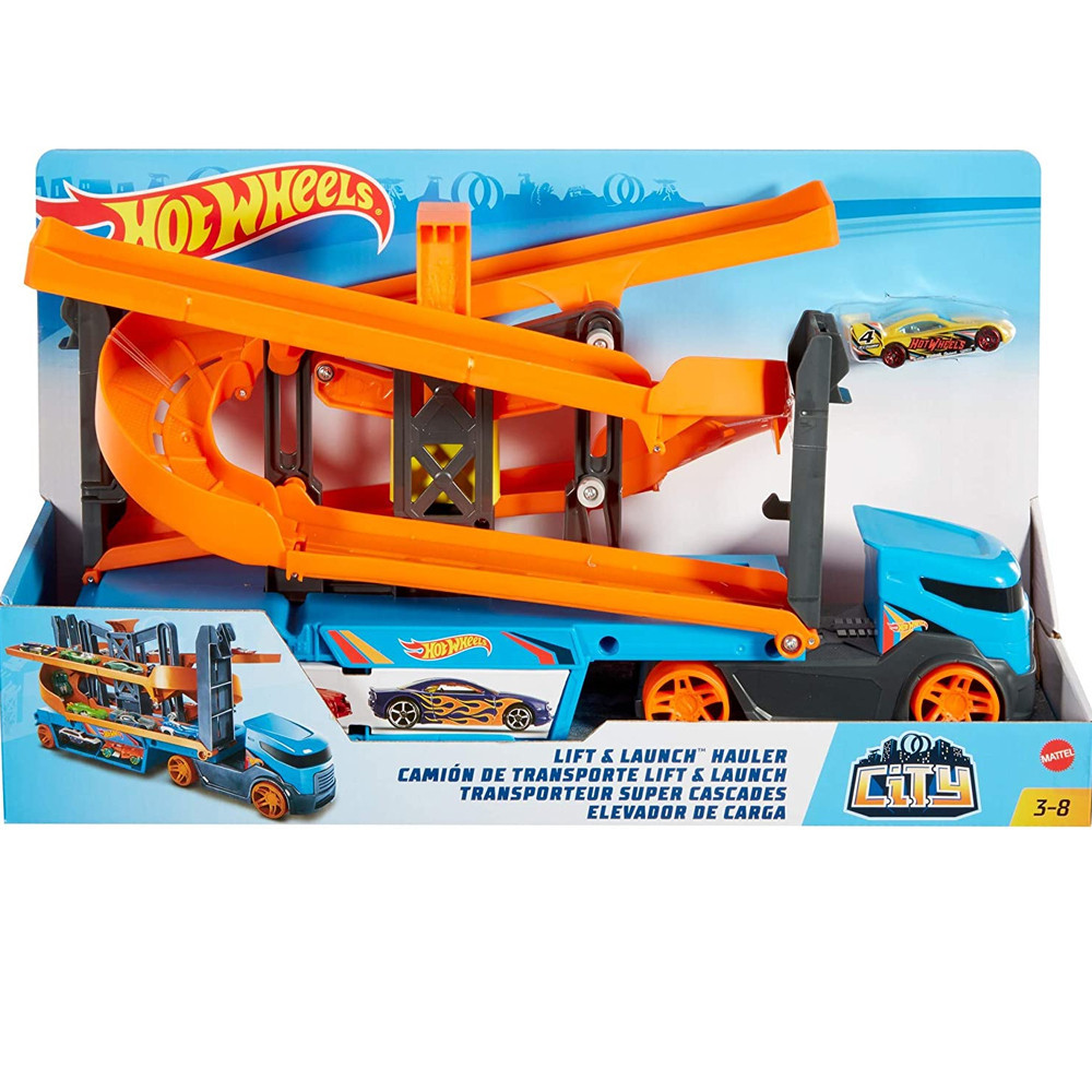 HOT WHEELS TRASPORTATORE SOLLEVA E LANCIA BISARCA CAMION PISTA LIFT & LAUNCH HAU