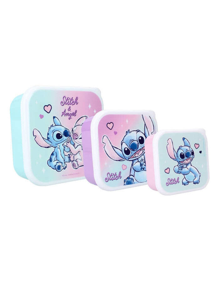 VADOBAG LILO &amp; STITCH SNACK BOX SET PLASTIC 3 MINI BOX BLUE PORTA MERENDA NE