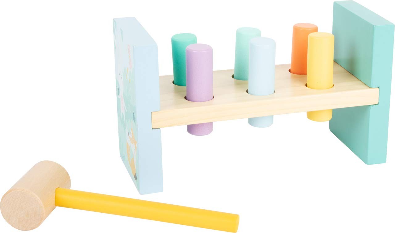 Small Foot 11723 Wooden Knocking Bench in Trendy Pastel Colours to Promote Fine