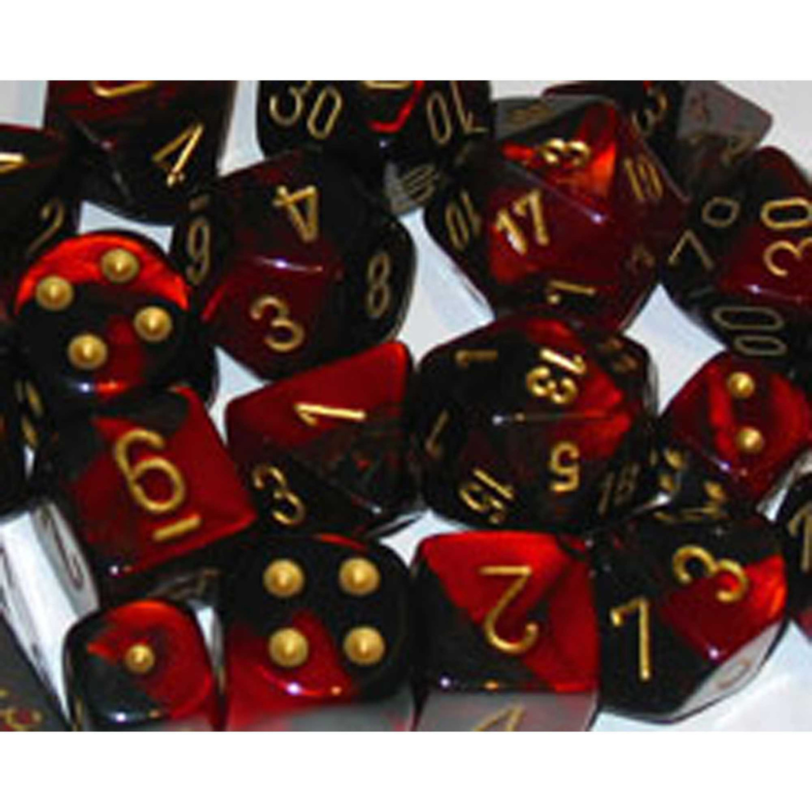 Polyhedral Dice: Gemini - Black-Red with Gold (7)