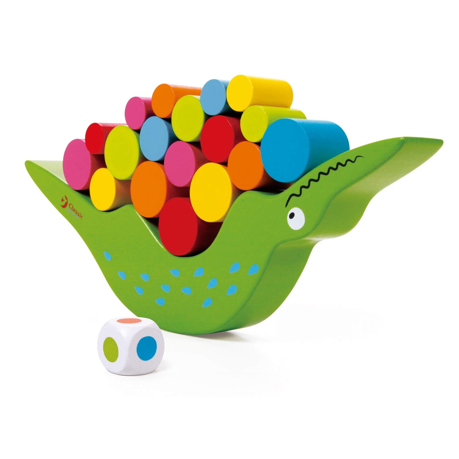Classic World - Crocodile Wooden Animal Balancing, Stacking Cylinder Blocks Mult