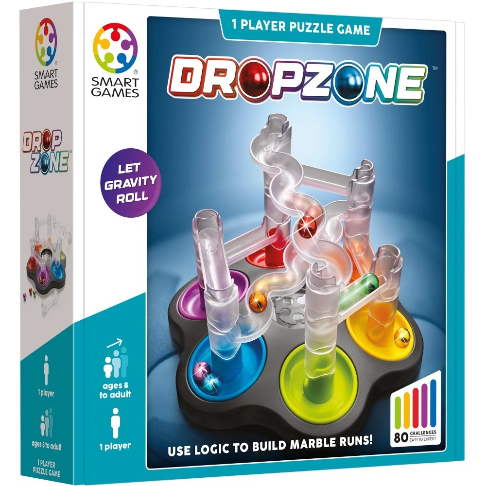DROPZONE gioco di logica SMART GAMES con 80 sfide SOLITARIO età 8+