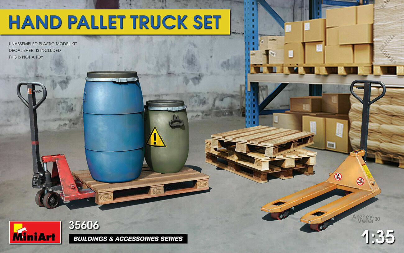 MINIART 1:35 KIT ACCESSORI  DIORAMA HAND PALLET TRUCK SET    ART 35606