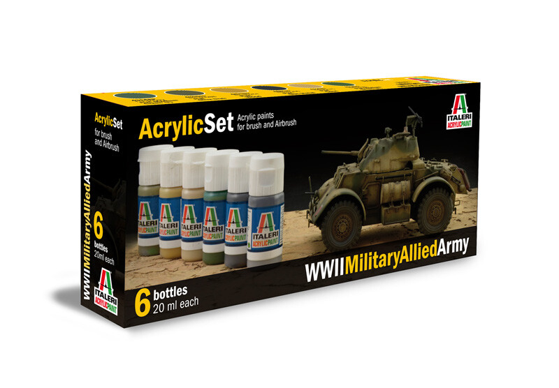 Pittura Colore Acrilico - Acrylic Colors Paint Set WWII Military Allied ITALERI