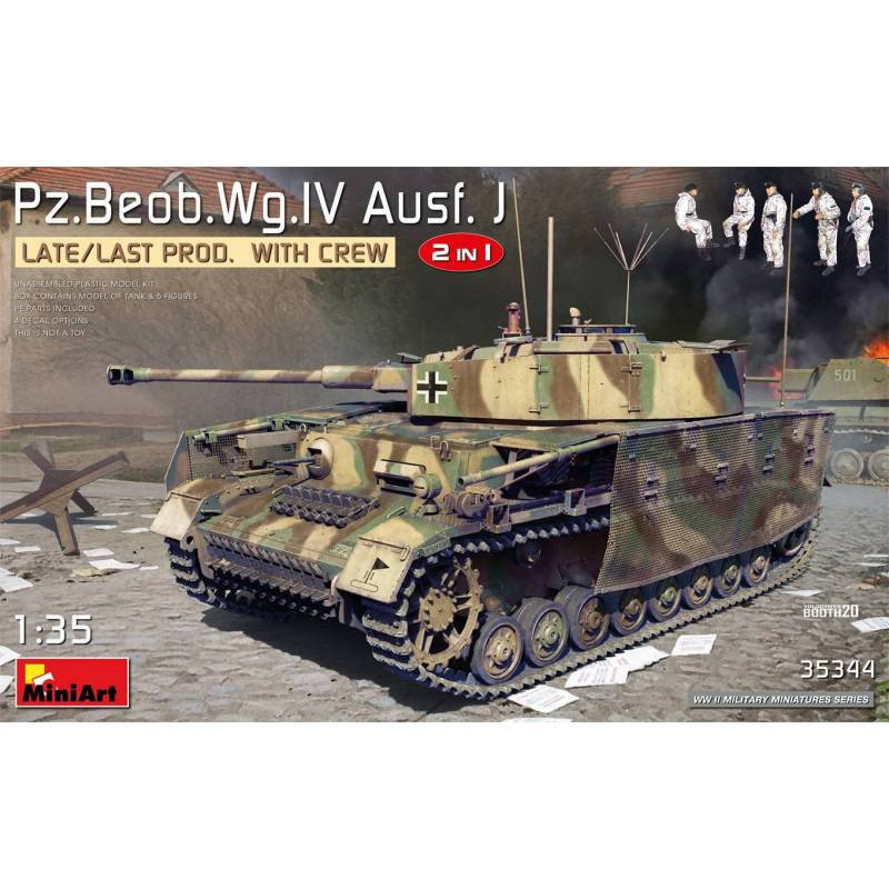 Modellino Char Pz.beob.wg.iv Ausf. J Late / Last Prod. 2 IN 1 W/Crew MiniArt