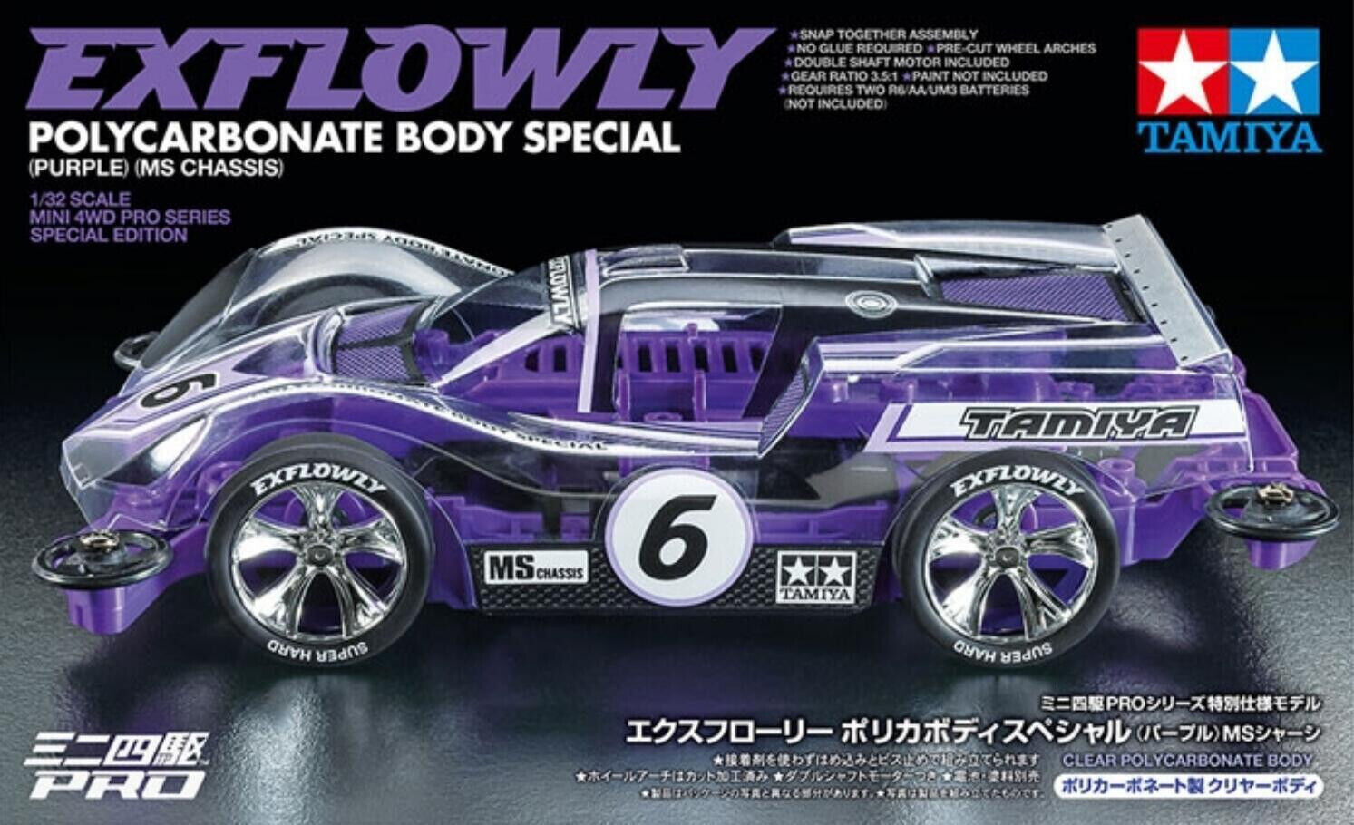 TAMIYA 1:32 MINI 4WD AUTO EXFLOWLY POLYCARBONATE BODY SPECIAL PRO SERIES   95571