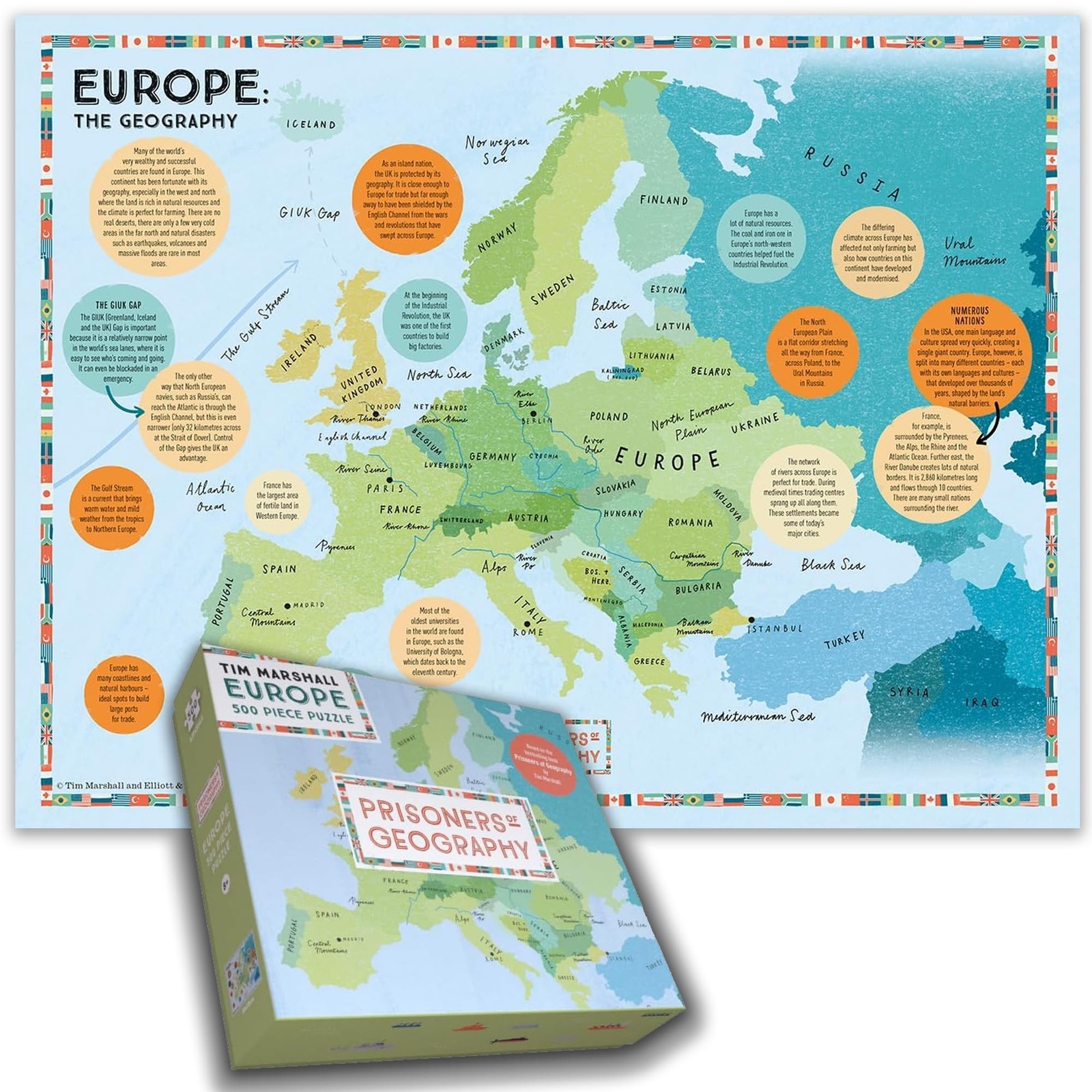 Explore Europe with Prisoners of Geography 500-Piece Jigsaw Map – A Fascinating