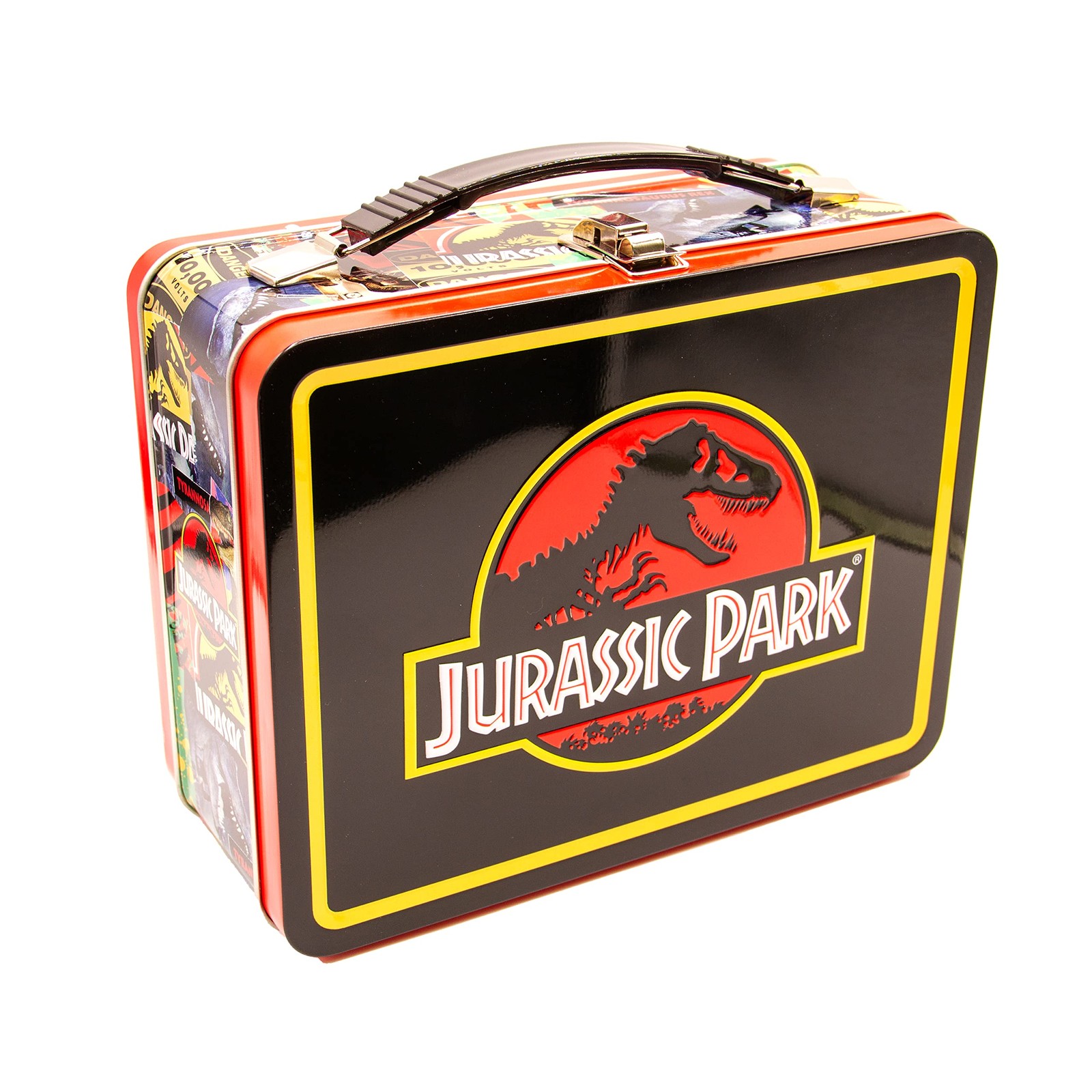 AQUARIUS Jurassic Park Fun Box - Sturdy Tin Storage Box with Plastic Handle & Em
