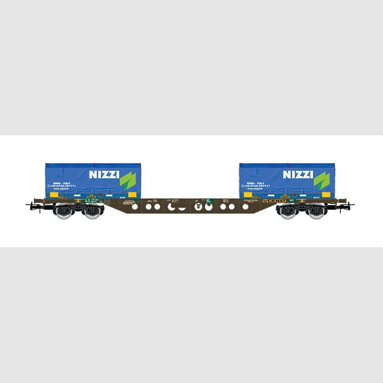 Rivarossi HR6615 - Carro porta container a 4 assi Sgns, caricato con 2 coil cont