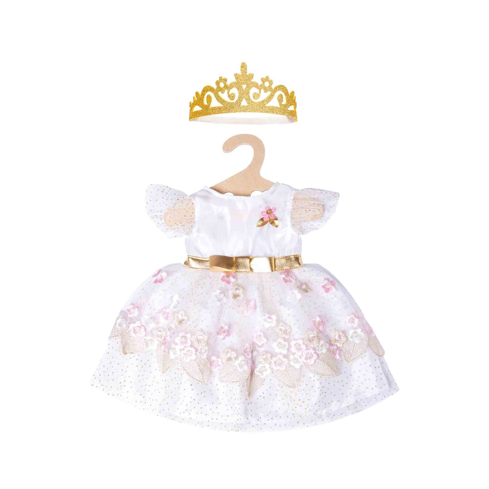Heless 1132 - Princess Dress for Dolls in Cherry Blossom with Golden Crown, Size