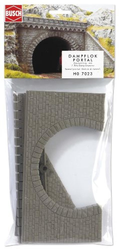 Busch 7023 - Tunnelportal 2-Gleisig Ho [Giocattolo] - NUOVO