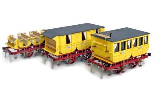 OCCRE 1:24  KIT IN METALLO E LEGNO  3 CARROZZE PASSEGGERI COCHES ADLER ART 56001