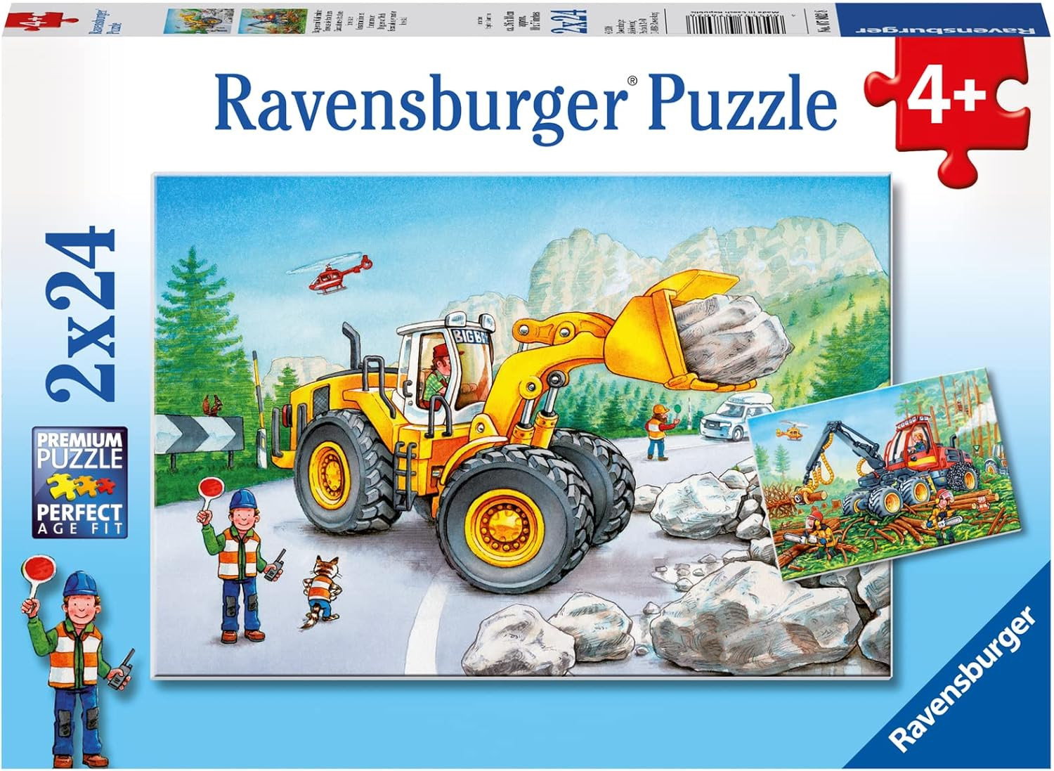 RAVENSBURGER, 2 puzzle 24 pezzi Pala e trattore della foresta, ,  RAV078028