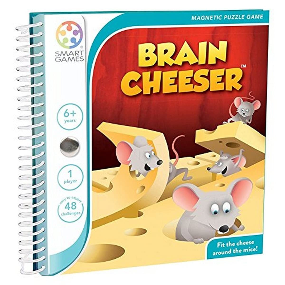 smart games - Brain Cheeser, Magnetic Puzzle Game with 48 Challenges, 6+ Years