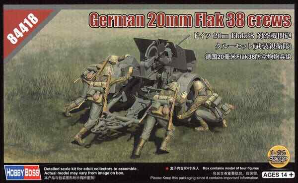 Hobby Boss 84418 German 20mm Flak 38 Crews Set Figurini (Cannone Non Incluso)...