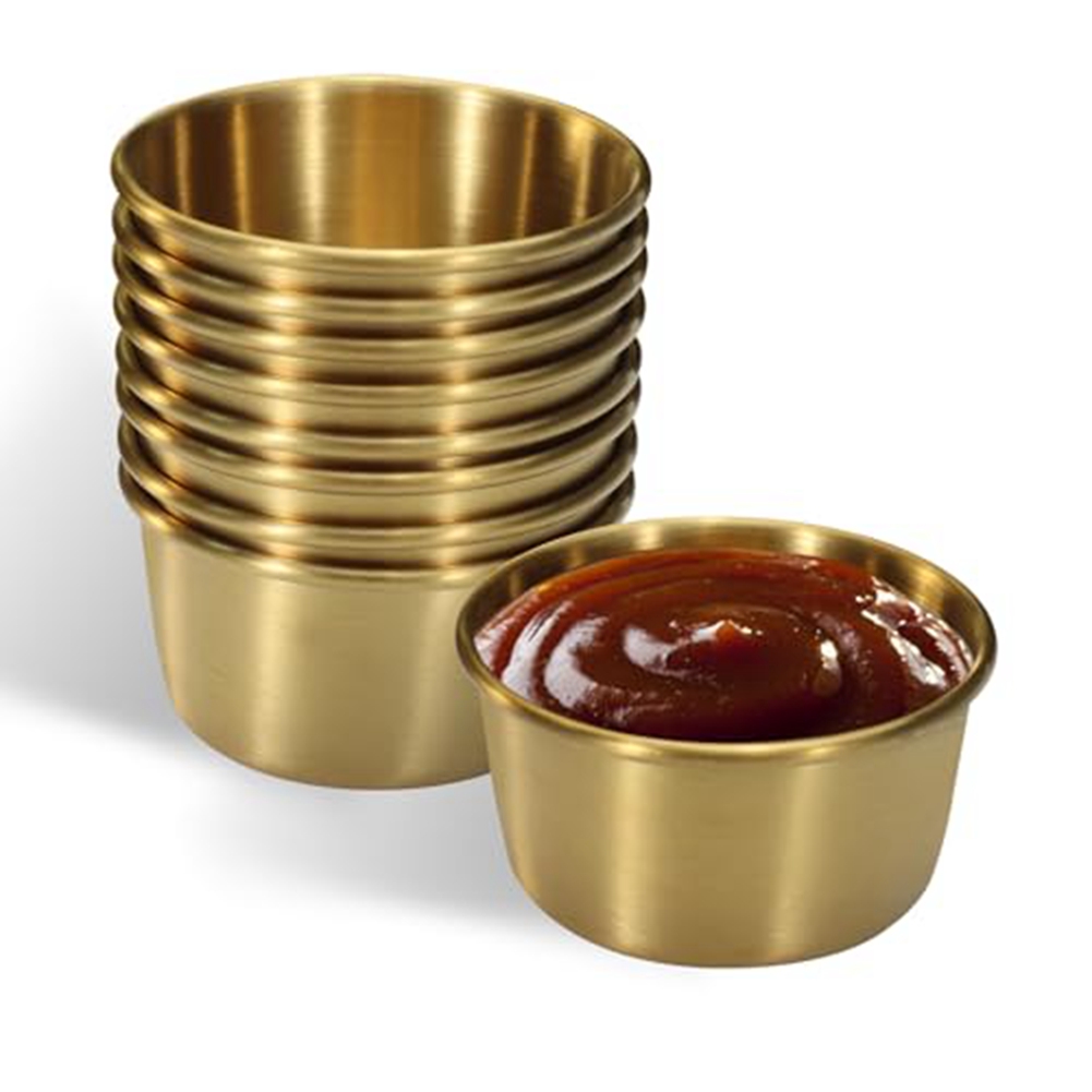 1X(6 Tazze per Salsa da Immersione nel Acciaio Inossidabile da 2 Oz, Mini C6077