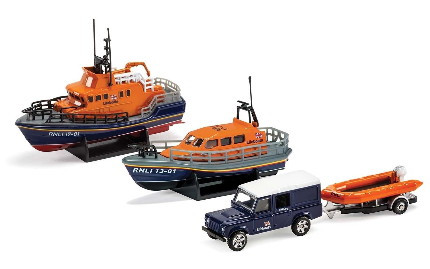 Set Regalo RNLI Corgi Shannon, Severn, Modelli D Class E Land Rover Defender
