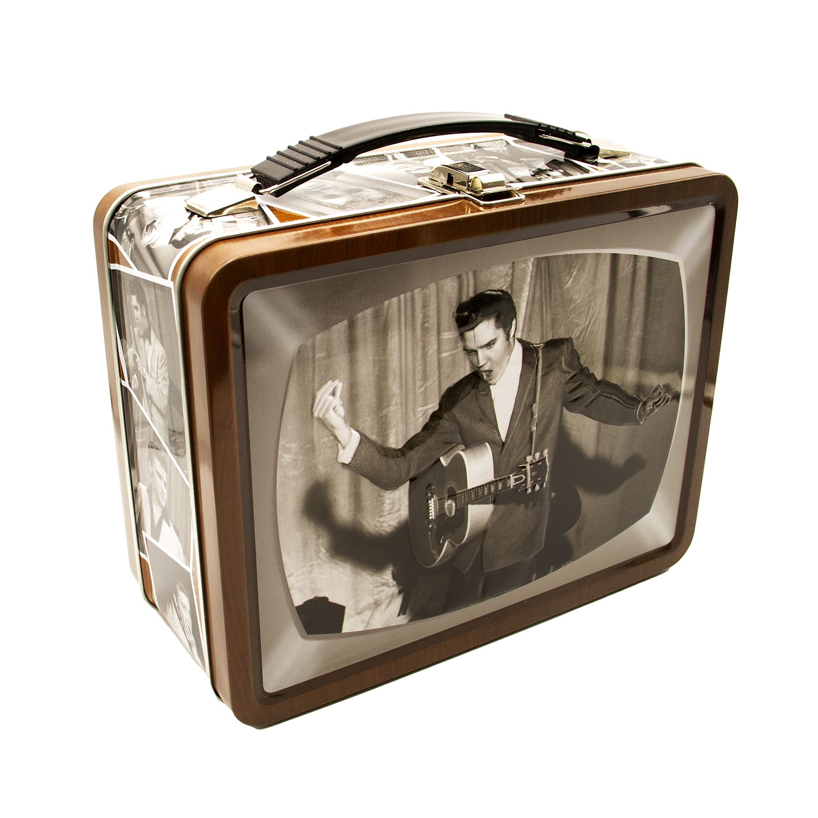 AQUARIUS Elvis TV Fun Box - Sturdy Tin Storage Box with Plastic Handle & Embosse