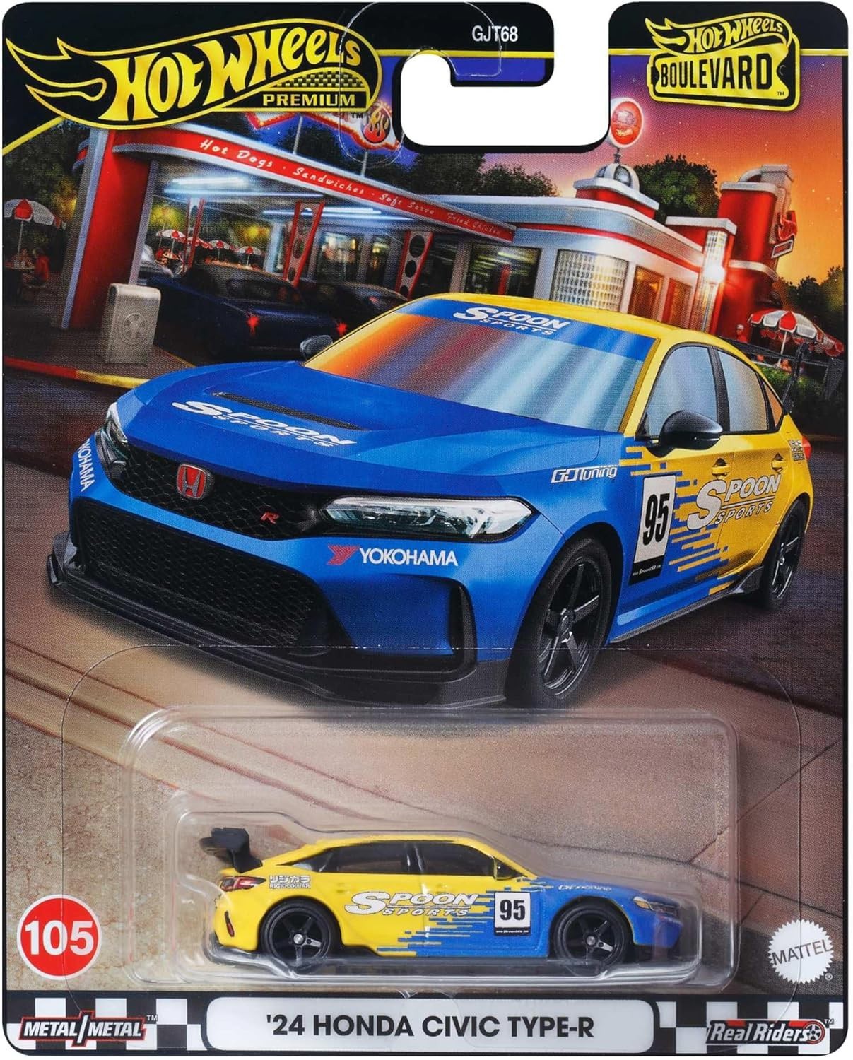 HONDA CIVIC TYPE R '24 Hot Wheels Boulevard 105 Modello Auto 1:64 7cm HRT61