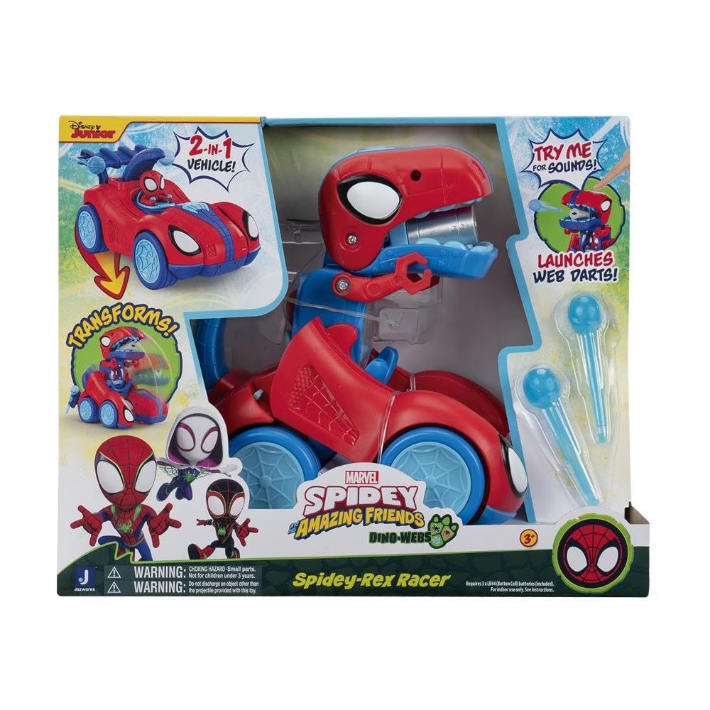MARVEL Spidey and His Amazing Friends Spidey-Rex Racer - 8-Inch Vehicle with Sou