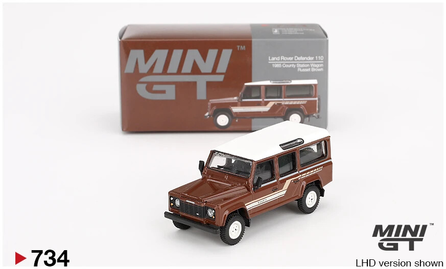 Mini GT MGT00734LHD Land Rover Defender 110 1985 County Station Wagon Russet ...