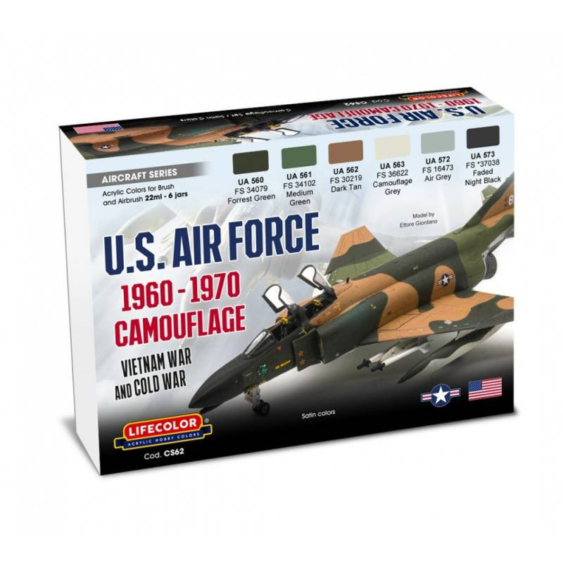 Pittura U.S.Air Force Mimetico 1960-1970 6 X 22ml Acrilico Colour LIFECOLOR