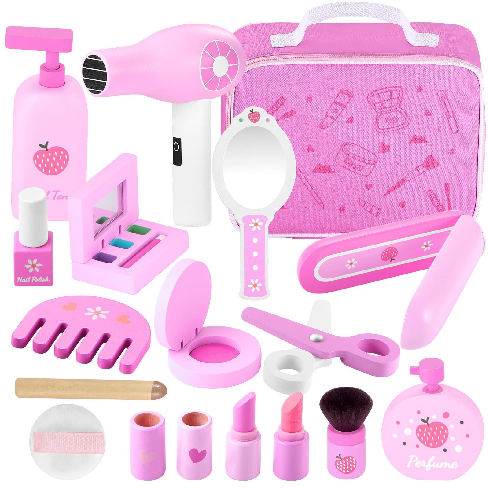 GAGAKU Set di trucchi in legno per bambini Set di trucchi finti in legno Kit di