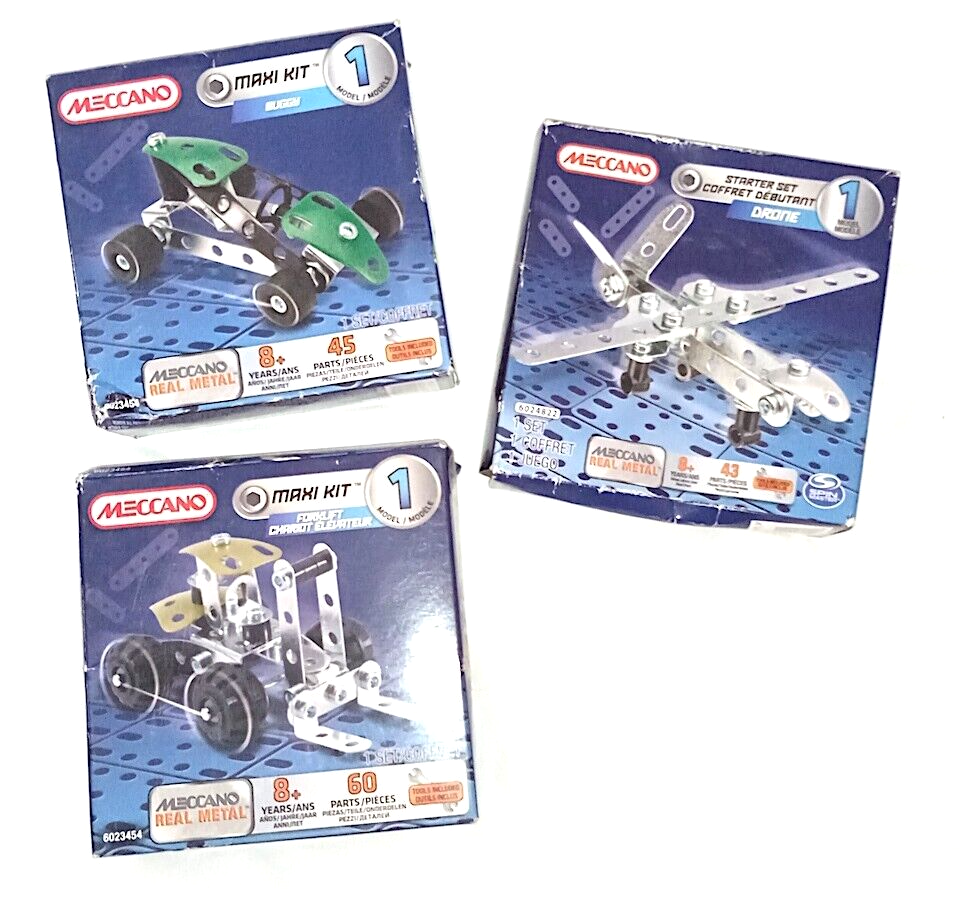 MECCANO MAXI KIT - 3 set sigillati : DRONE / BUGGY / FORKLIFT box misb set