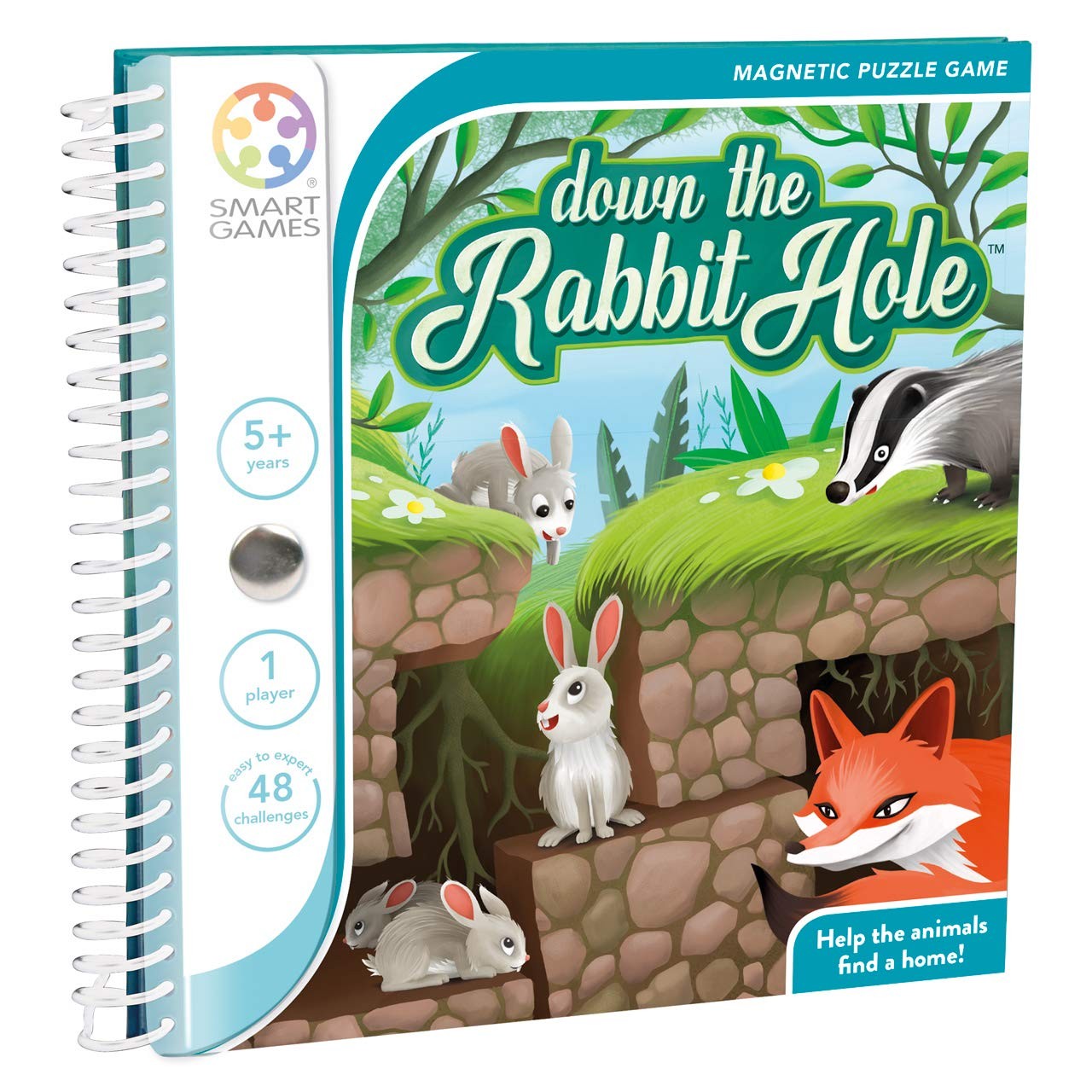 Smart Games - Down the Rabbit Hole, Magnetic Puzzle Game with 48 Challenges, 5+