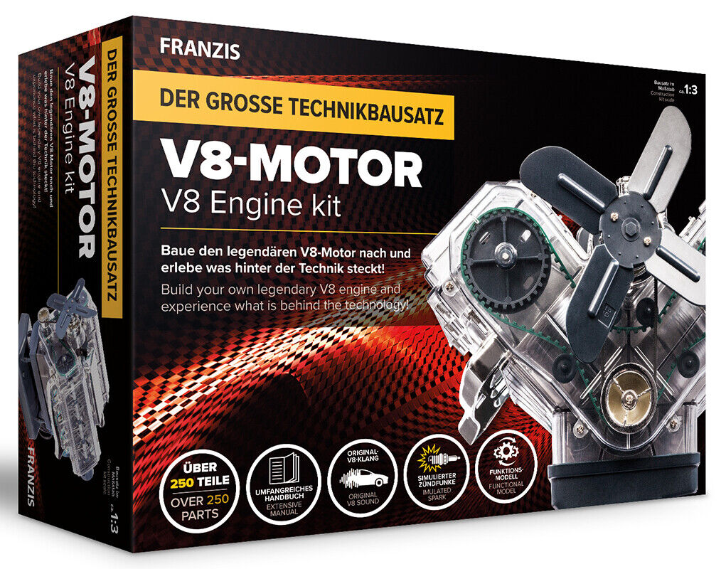 V8 Motor Engine Kit 1:3 Plastic Model Kit FRANZIS