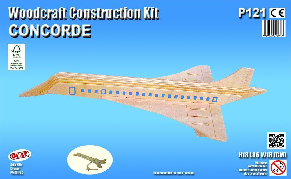 Concorde: Woodcraft Quay Costruzione Aereo Jet Legno 3D Kit Modello Età 7 Plus