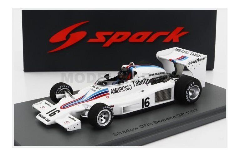 SPARK-MODEL S2758 SHADOW - F1 DN8 N 16 SWEDEN GP 1977 JACKIE OLIVER - WHITE - 1/