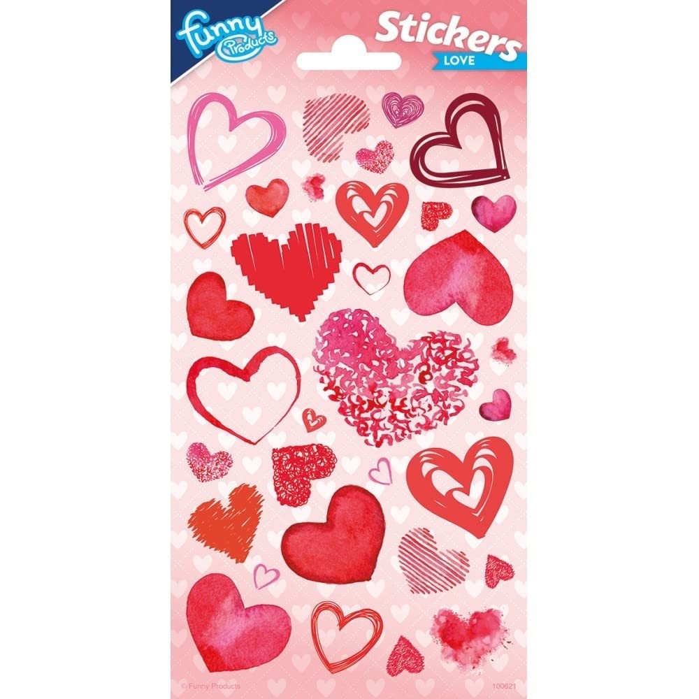 FUNNY PRODUCTS 100621 3D Love Hearts Stickers, Multi-Colour