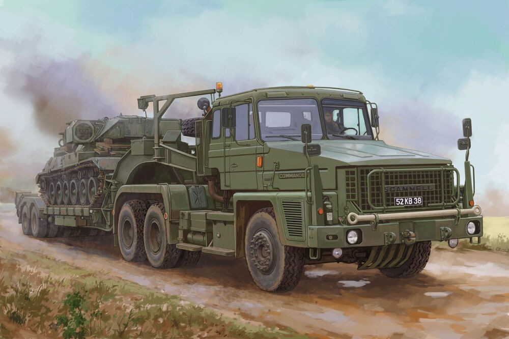 HOBBY BOSS 85527 MAQUETTE COMANDANTE SCAMMELL CON GRU FRUEHAUF SEMI-T DA 62 T...