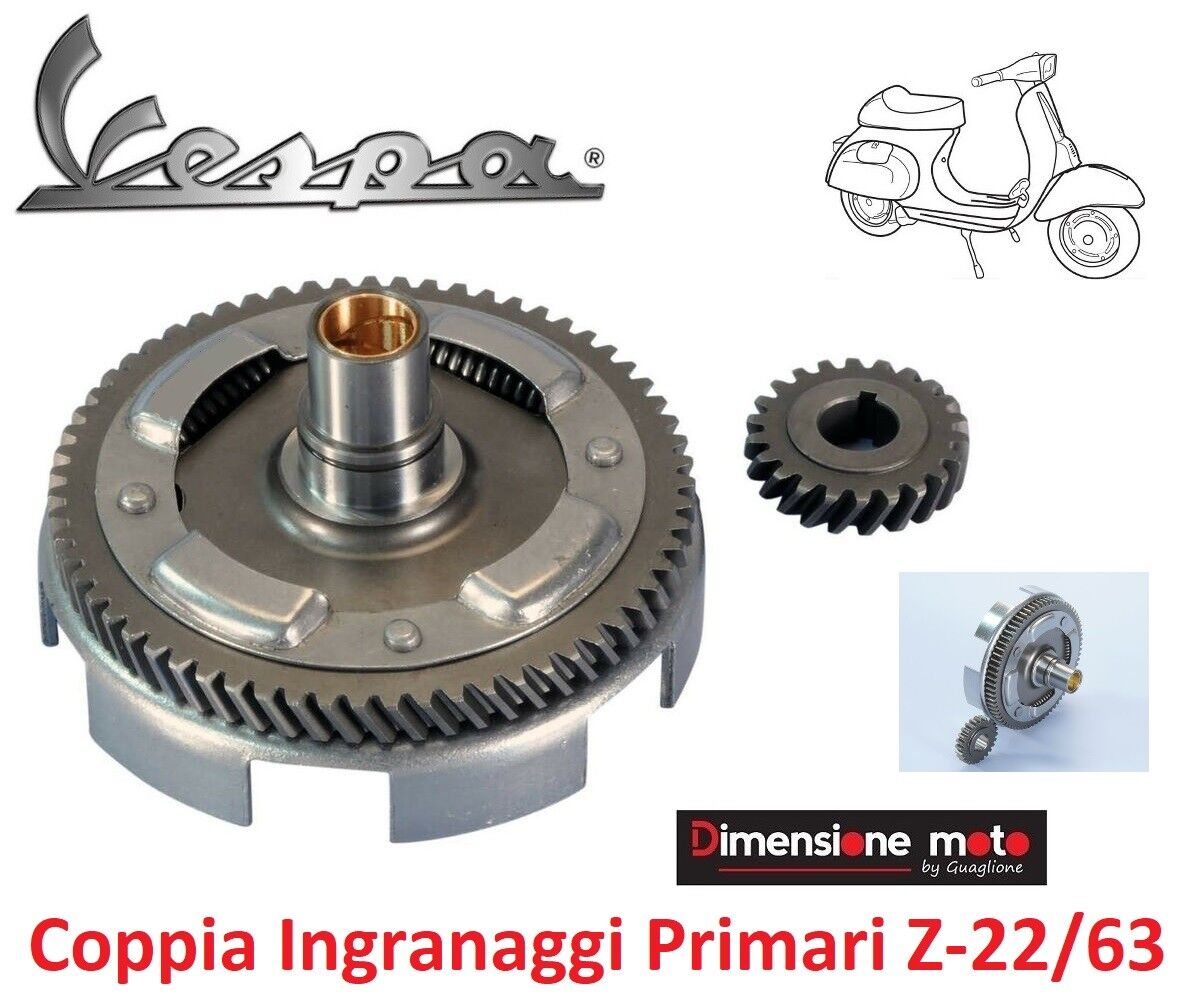 CP02 - Ingranaggi Primari/Campana Z22-63 Elicoidali per PIAGGIO Vespa PK 125 XL
