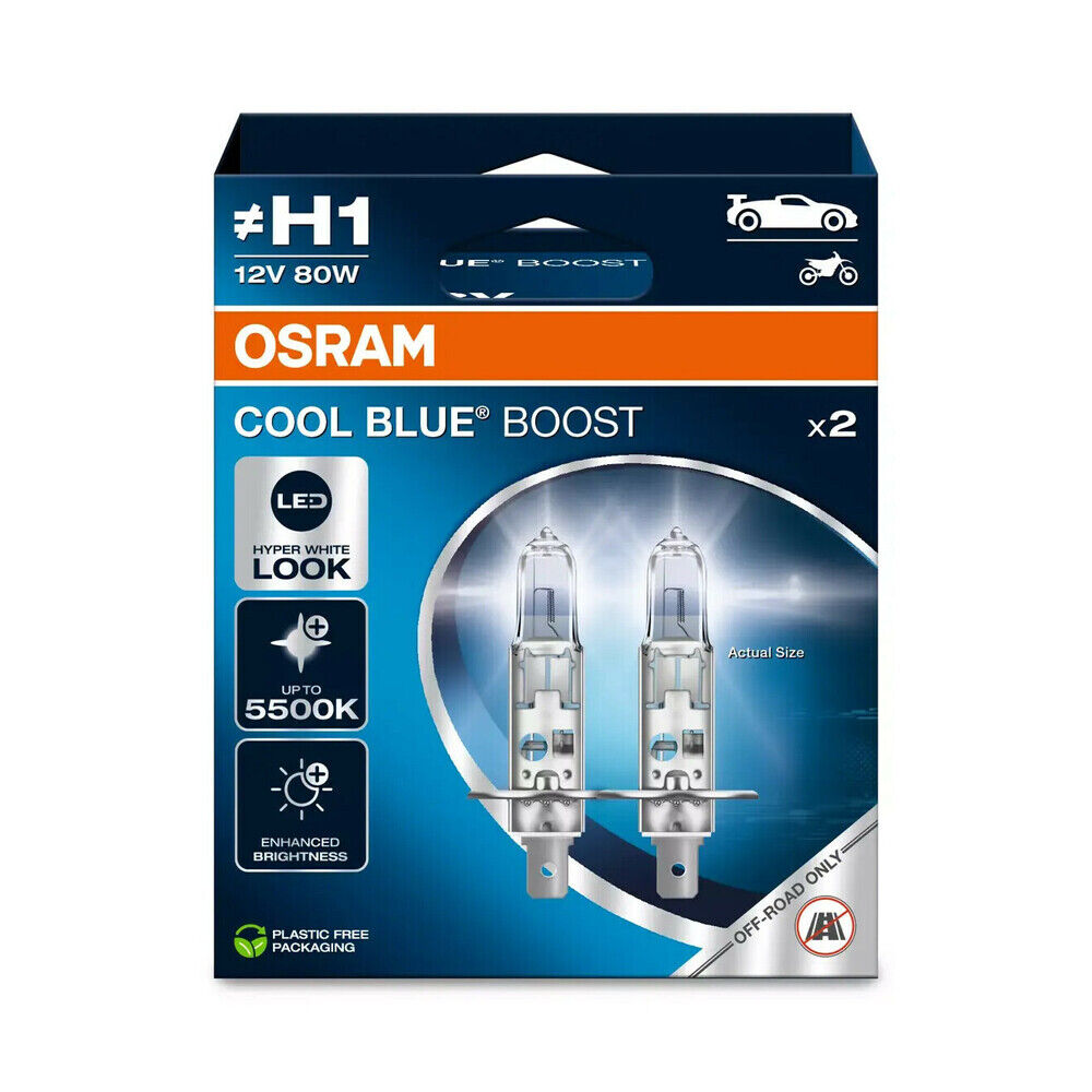 Coppia lampade alogene H1 12V 80W 5500K Osram Cool blue boost